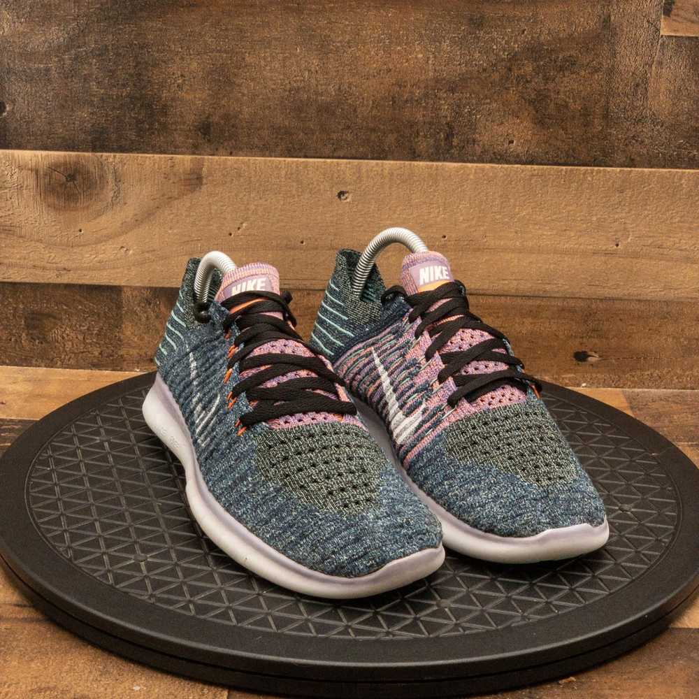 NIKE FREE RN FLYKNIT WOMENS ATHLETIC SHOES RUNNING WALKING GYM BLUE SIZE 9 - Picture 3 of 9